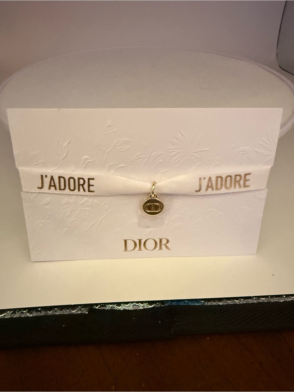 Dior J'Adore Ribbon Charm on Card - White & Gold